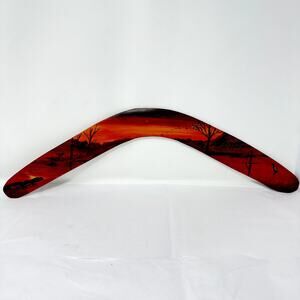 Hand Painted Boomerang Wall Decor Sunset Landscape Art 23 Wooden Australia Style